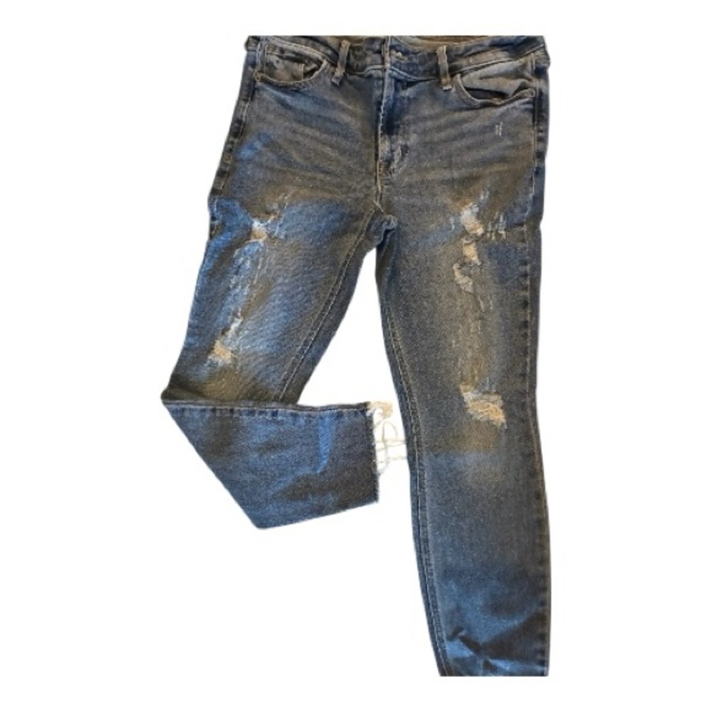 Old Navy Women's Straight Leg Ripped Jeans - Medium Blue Wash
